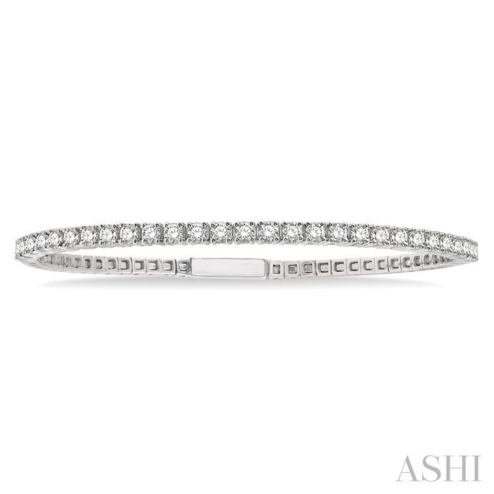2 Ctw Round Cut Flexible Diamond Bangle in 14K White Gold