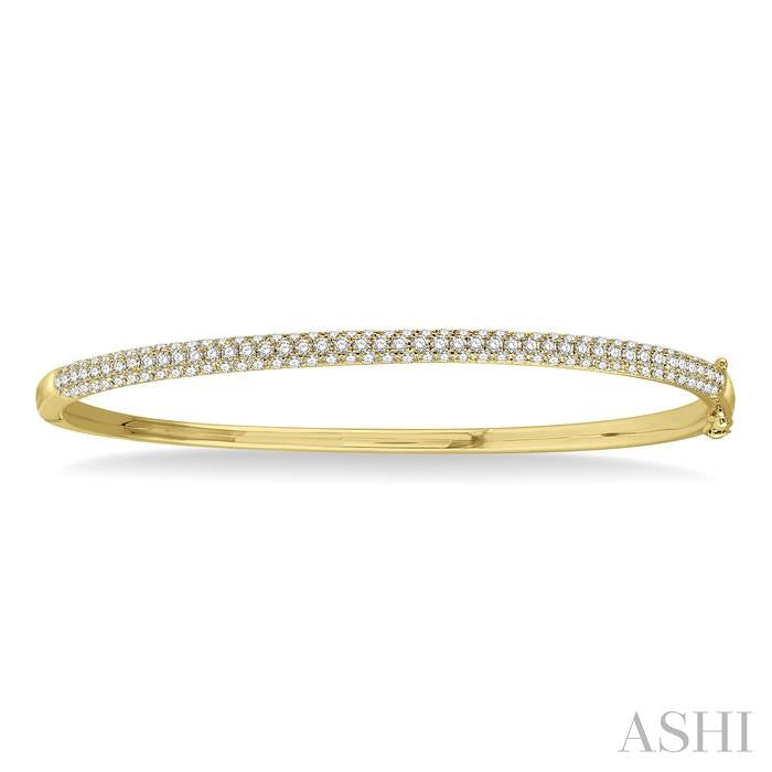 1 1/2 Ctw Round Cut Diamond Stackable Bangle in 14K Yellow Gold