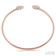 5/8 Ctw Lovebright Round Open Cuff Diamond Bangle in 14K Rose and White Gold