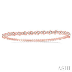 1/2 Ctw Round & Heart Shape Mount Stackable Diamond Bangle in 14K Rose Gold