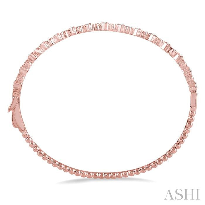 1/2 Ctw Round & Heart Shape Mount Stackable Diamond Bangle in 14K Rose Gold