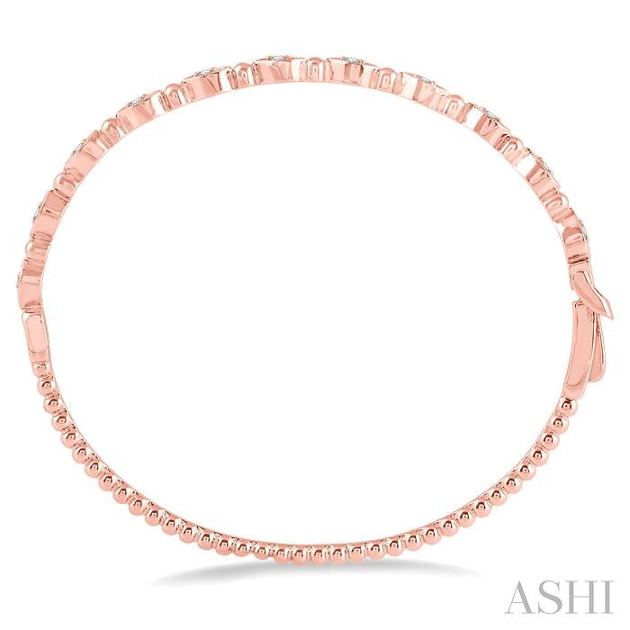 1/4 Ctw Marquise Link Round Cut Stackable Diamond Bangle in 14K Rose Gold