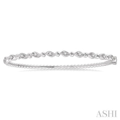 1/4 Ctw Marquise Link Round Cut Stackable Diamond Bangle in 14K White Gold