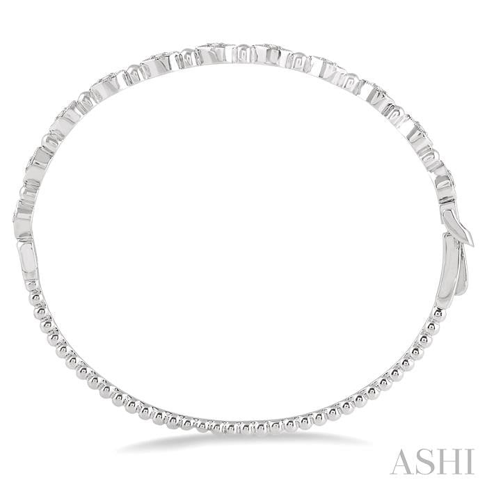 1/4 Ctw Marquise Link Round Cut Stackable Diamond Bangle in 14K White Gold