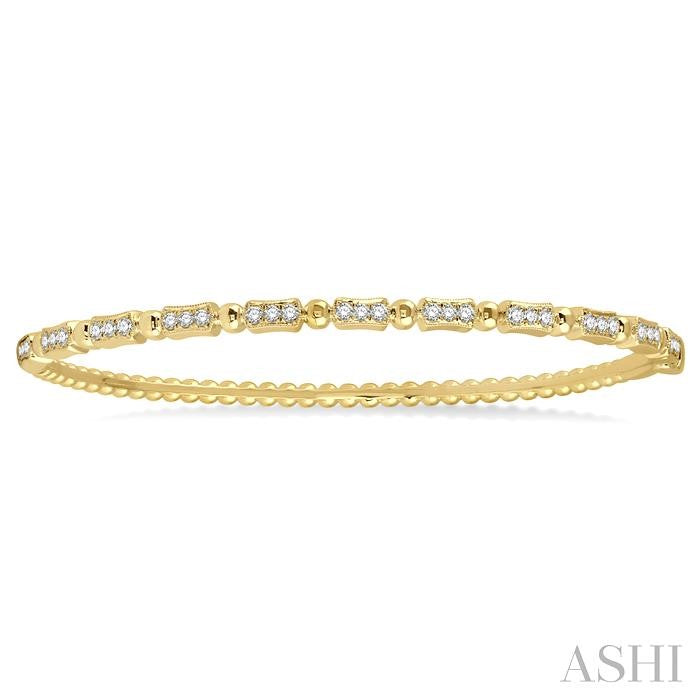 1/2 Ctw Box Link Round Cut Stackable Diamond Bangle in 14K Yellow Gold