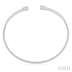 1/2 Ctw Cushion Shape Open-End Round Cut Diamond Stackable Cuff Bangle in 14K White Gold