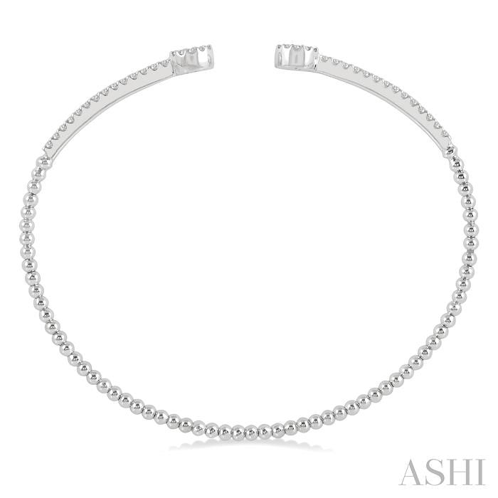 1/2 Ctw Circular Shape Open-End Round Cut Diamond Stackable Cuff Bangle in 14K White Gold
