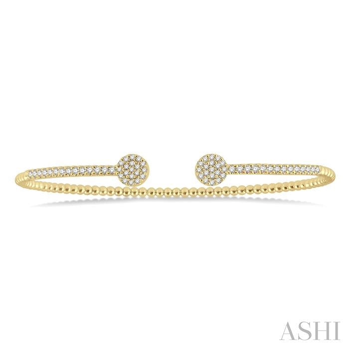 1/2 Ctw Circular Shape Open-End Round Cut Diamond Stackable Cuff Bangle in 14K Yellow Gold