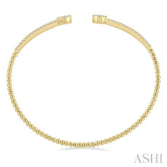 1/2 Ctw Circular Shape Open-End Round Cut Diamond Stackable Cuff Bangle in 14K Yellow Gold