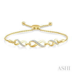 1/20 Ctw Triple Infinity Link Round Cut Diamond Lariat Bracelet in Yellow Gold Vermeil