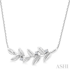 1/20 Ctw Olive Leaf Round Cut Diamond Pendant With Chain in Sterling Silver