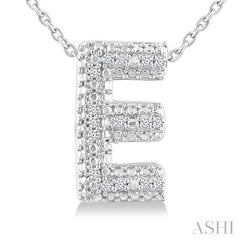 1/20 Ctw Bubble Accent Initial 'E' Round Cut Diamond Fashion Pendant With Chain in Sterling Silver