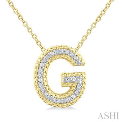 1/20 Ctw Bubble Accent Initial 'G' Round Cut Diamond Fashion Pendant With Chain in Yellow Gold Vermeil