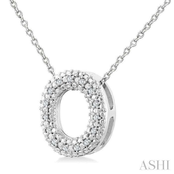 1/20 Ctw Bubble Accent Initial 'O' Round Cut Diamond Fashion Pendant With Chain in Sterling Silver