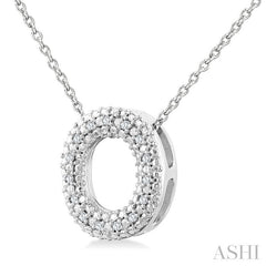 1/20 Ctw Bubble Accent Initial 'O' Round Cut Diamond Fashion Pendant With Chain in Sterling Silver