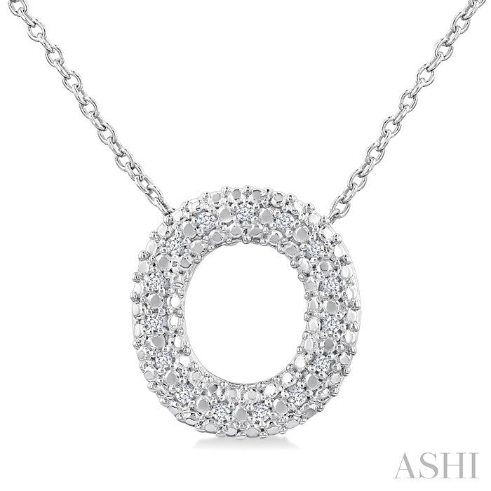 1/20 Ctw Bubble Accent Initial 'O' Round Cut Diamond Fashion Pendant With Chain in Sterling Silver