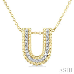 1/20 Ctw Bubble Accent Initial 'U' Round Cut Diamond Fashion Pendant With Chain in Yellow Gold Vermeil