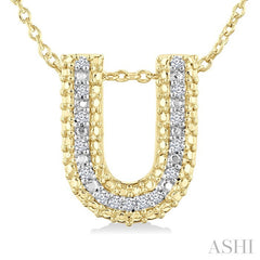 1/20 Ctw Bubble Accent Initial 'U' Round Cut Diamond Fashion Pendant With Chain in Yellow Gold Vermeil