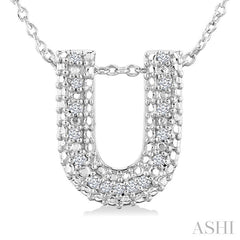 1/20 Ctw Bubble Accent Initial 'U' Round Cut Diamond Fashion Pendant With Chain in Sterling Silver