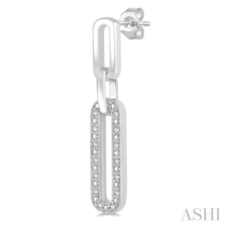 1/10 Ctw Round Cut Diamond Paperclip Earring in Sterling Silver