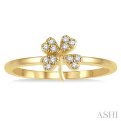 1/10 Ctw Clover Charm Round Cut Diamond Petite Fashion Ring in 10K Yellow Gold