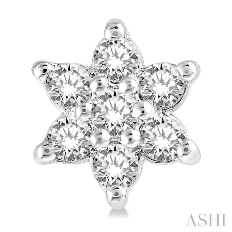 1/6 Ctw Floral Round Cut Diamond Petite Fashion Earring in 10K White Gold