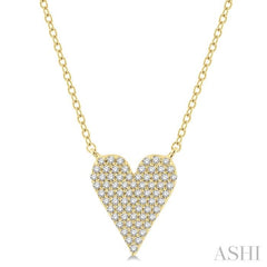 1/4 Ctw Heart Charm Round Cut Diamond Fashion Pendant With Chain in 10K Yellow Gold