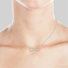1 Ctw Round Cut Diamond Infinity Pendant With Chain in 14K White Gold