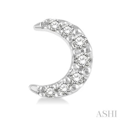 1/10 Ctw Crescent Moon Round Cut Diamond Petite Fashion Earring in 10K White Gold