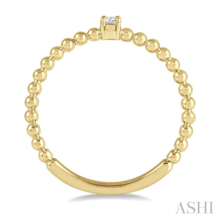 1/20 Ctw Ball Bead Shank Round Cut Diamond Petite Promise Ring in 10K Yellow Gold