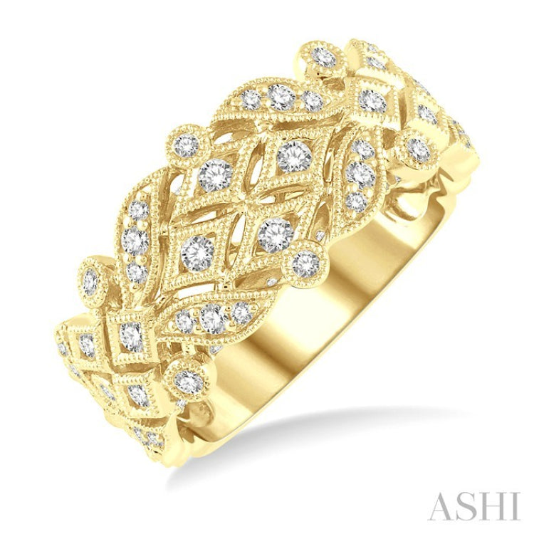 1/2 Ctw Lattice Round Cut Diamond Fashion Band in 14K Yellow Gold
