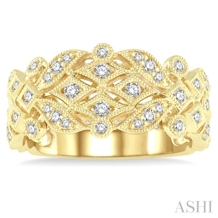 1/2 Ctw Lattice Round Cut Diamond Fashion Band in 14K Yellow Gold