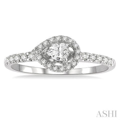 1/4 Ctw Round and Pear Cut Diamond Petite Fashion Ring in 14K White Gold