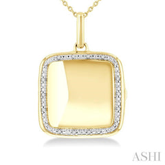 1/10 Ctw Square Shape Round Cut Diamond Keepsake Locked Pendant With Chain in Yellow Gold Vermeil
