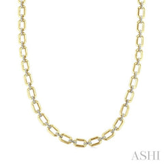 1/4 Ctw Bold Octagonal Link Round Cut Diamond Necklace in Yellow Gold Vermeil