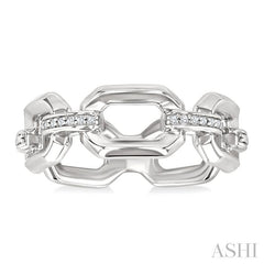 1/20 Ctw Bold Open Window Octagonal Shape D-Link Round Cut Diamond Ring in Sterling Silver