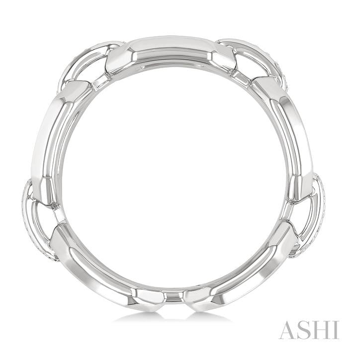 1/20 Ctw Bold Open Window Octagonal Shape D-Link Round Cut Diamond Ring in Sterling Silver