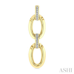 1/10 Ctw Bold Oval Link Round Cut Diamond Fashion Earring in Yellow Gold Vermeil