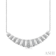 1/10 Ctw Ribbed Dome Shape Round Cut Diamond Bold Fashion Pendant With Chain in Sterling Silver