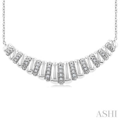 1/10 Ctw Ribbed Dome Shape Round Cut Diamond Bold Fashion Pendant With Chain in Sterling Silver