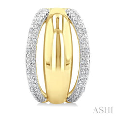 1/10 Ctw Bold Double Split Dome Shape Round Cut Diamond Fashion Half Hoop Earring in Yellow Gold Vermeil