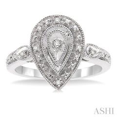 1/20 Ctw Pear Shape Round Cut Diamond Ring in Sterling Silver