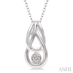 1/50 Ctw Round Cut Diamond Fashion Pendant in Sterling Silver with Chain