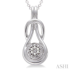 1/50 Ctw Round Cut Diamond Fashion Pendant in Sterling Silver with Chain