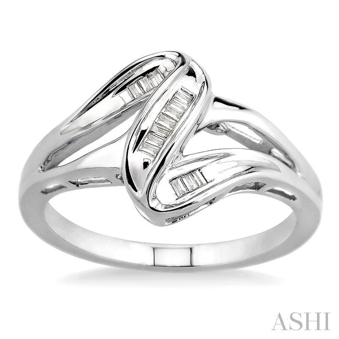 1/20 Ctw Baguette Cut Diamond Ring in Sterling Silver