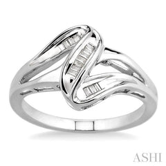 1/20 Ctw Baguette Cut Diamond Ring in Sterling Silver