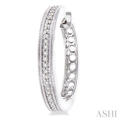 1/4 Ctw Round Cut Diamond Hoop Earrings in Sterling Silver