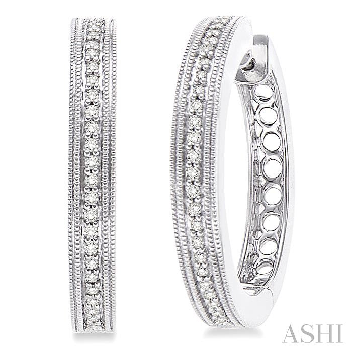 1/4 Ctw Round Cut Diamond Hoop Earrings in Sterling Silver