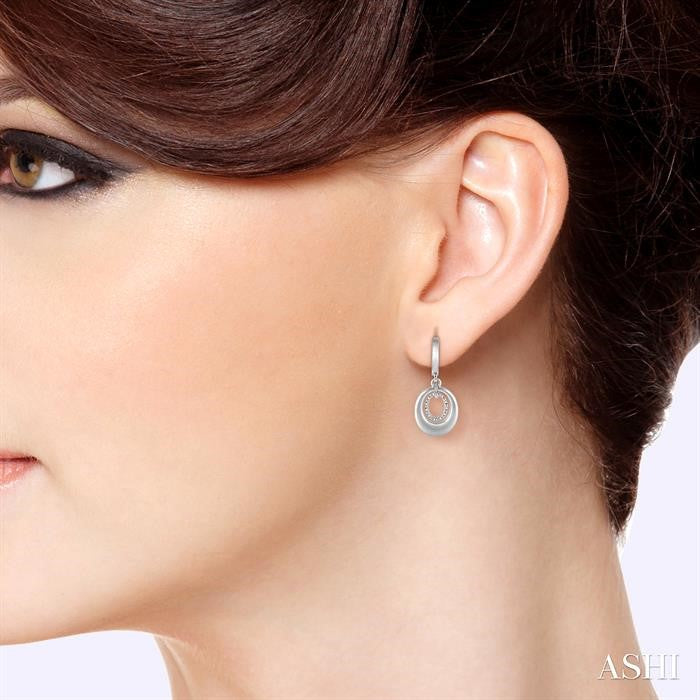 1/20 Ctw Round Cut Diamond Oval Earrings in Sterling Silver
