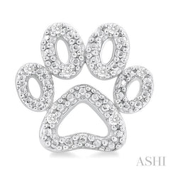 1/20 Ctw Dog Paw Round Cut Diamond Fashion Stud Earring in Sterling Silver